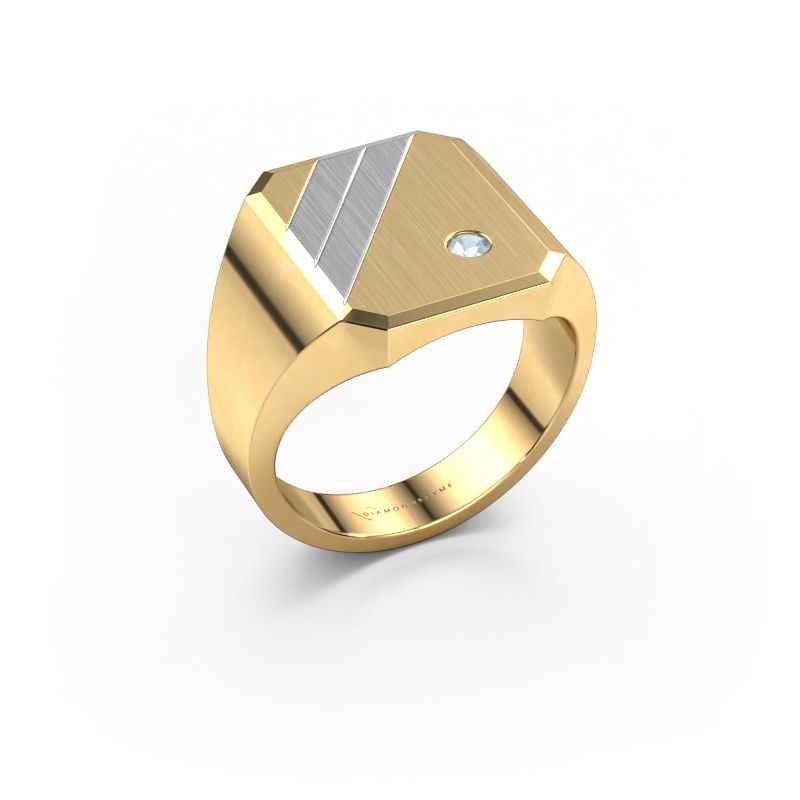 Signet ring Patrick 4 585 gold aquamarine 2.5 mm