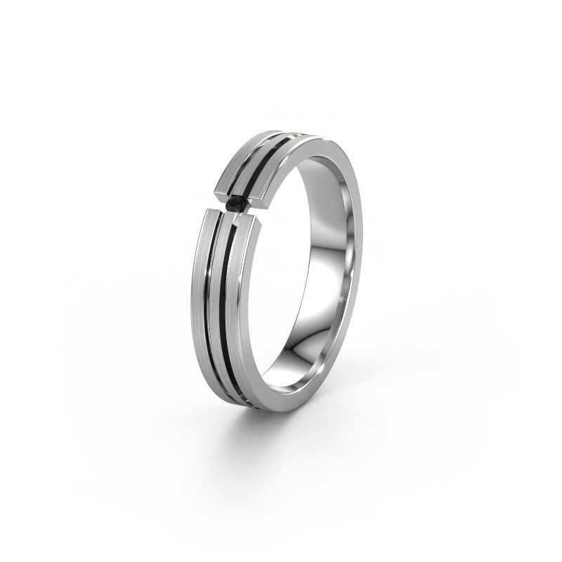 Wedding ring WH0402L14AM 950 platinum black diamond ±0.16x0.07 in