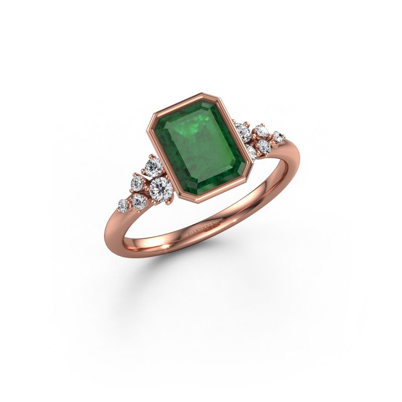 Engagement ring Aliyah EME 585 rose gold emerald 8x6 mm