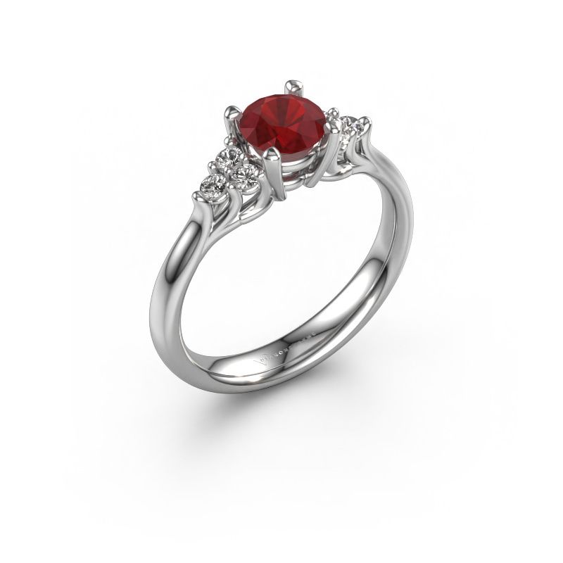 Engagement ring Monika RND 585 white gold ruby 5.5 mm