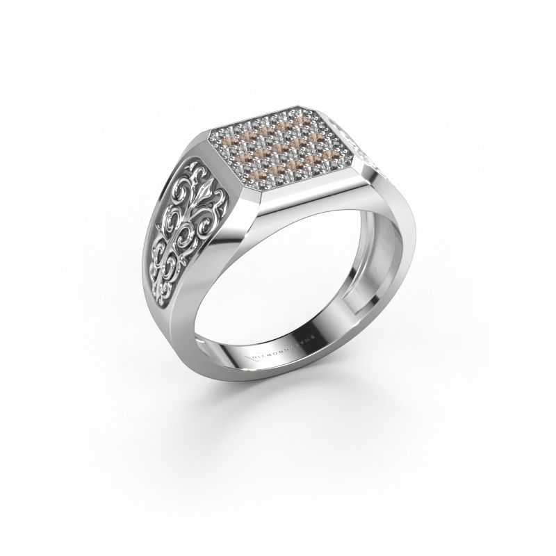 Men's ring Amir 585 white gold brown diamond 0.468 crt