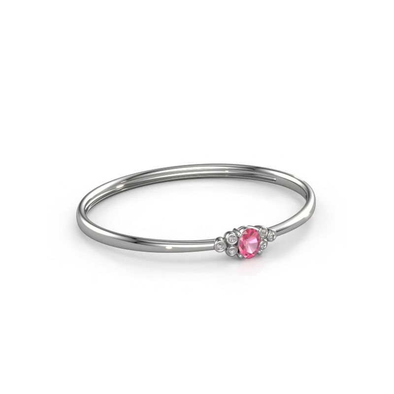 Slavenarmband Lucy 585 witgoud roze saffier 8x6 mm