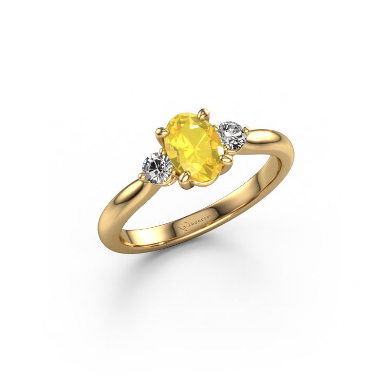 Bague de fiançailles Lieselot OVL 585 or jaune saphir jaune 7x5 mm