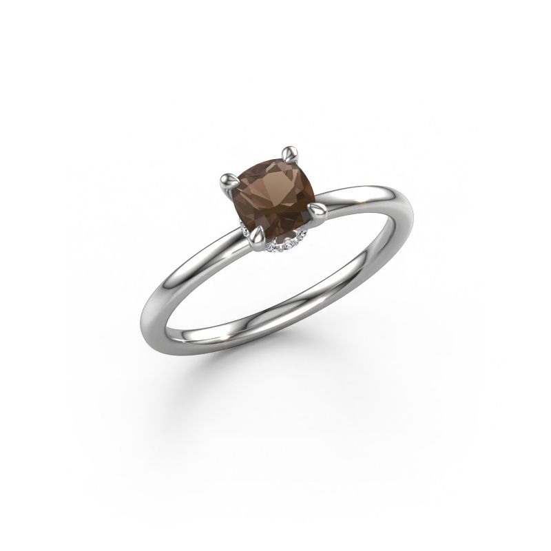 Engagement ring Crystal CUS 3 585 white gold smokey quartz 5 mm