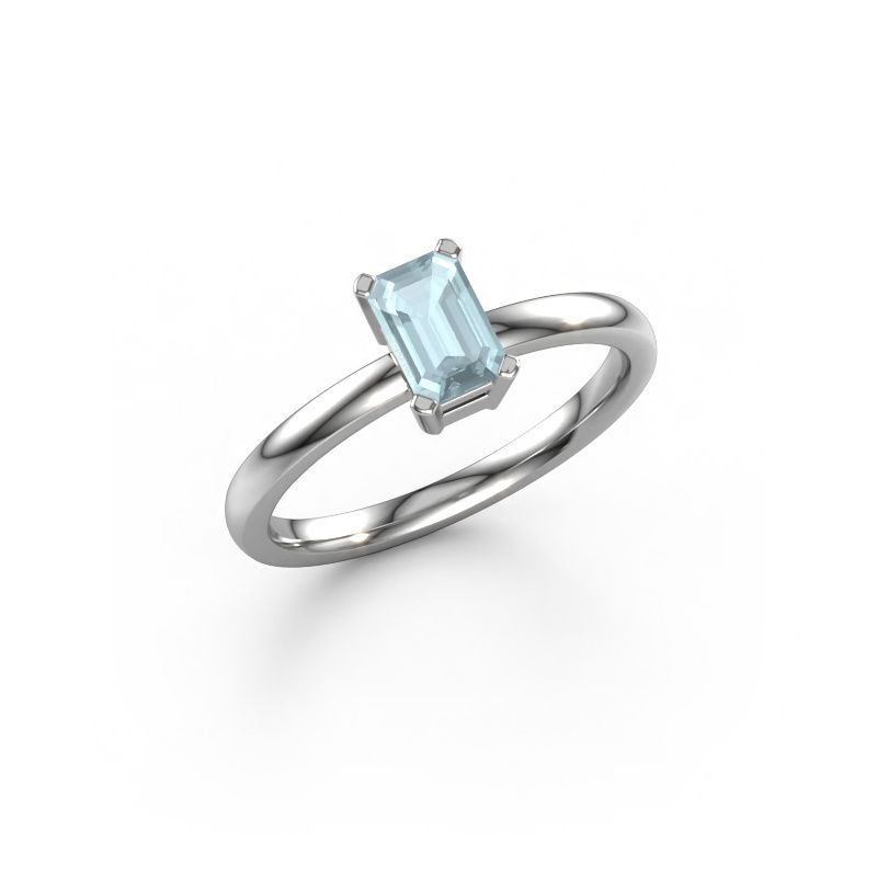 Engagement ring Denita 1 EME 585 white gold aquamarine 6x4 mm