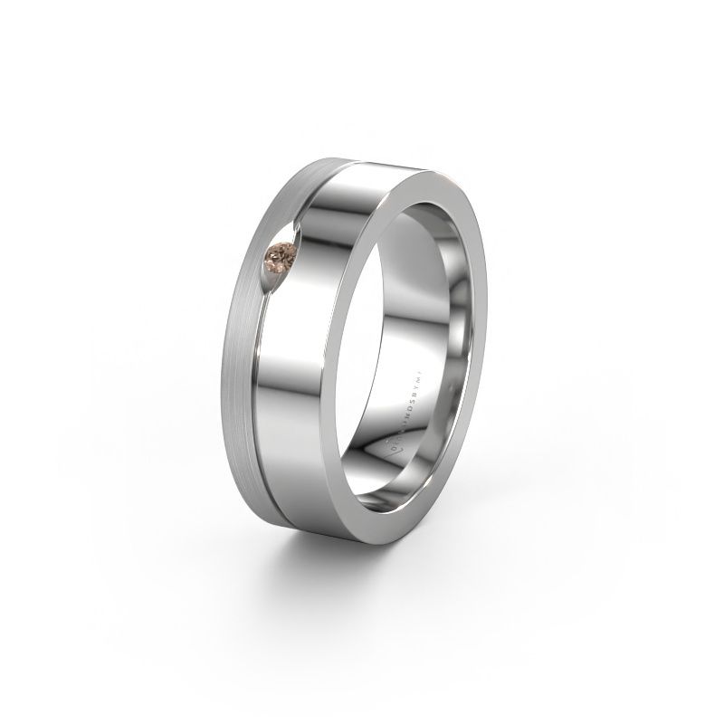 Wedding ring WH0329L16B 950 platinum brown diamond ±6x2 mm