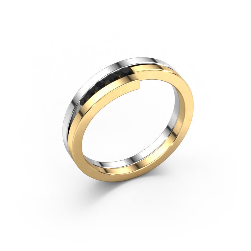 Ring Cato 585 witgoud zwarte diamant 0.15 crt