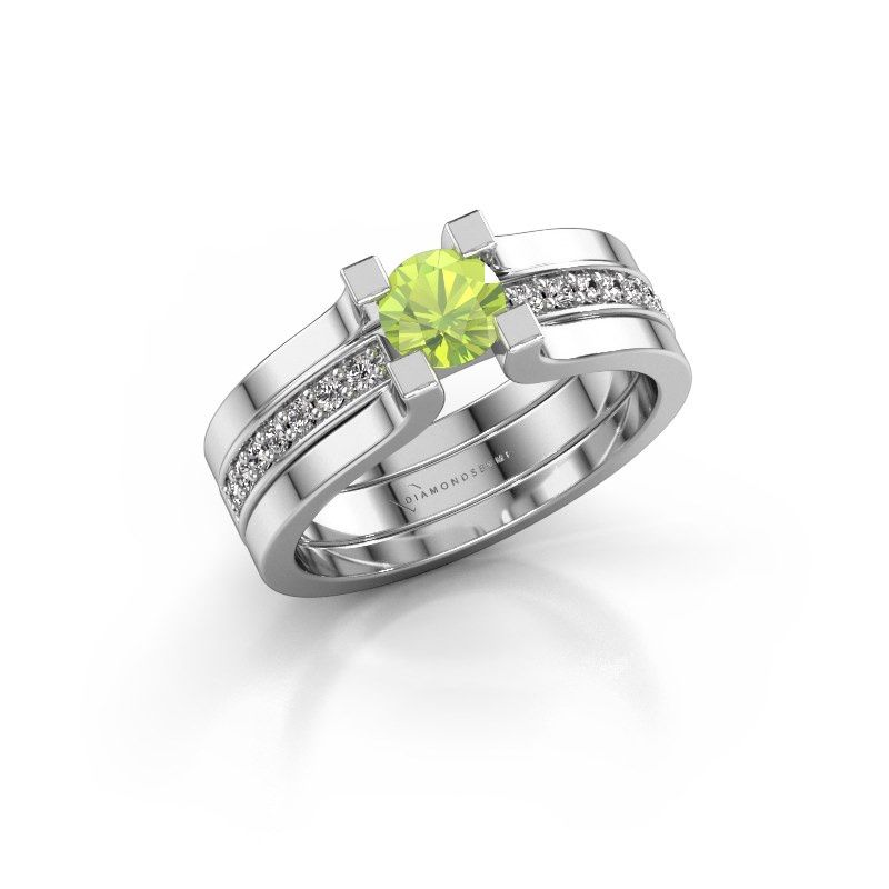 Image of Engagement ring Myrthe<br/>950 platinum<br/>Peridot 5 mm