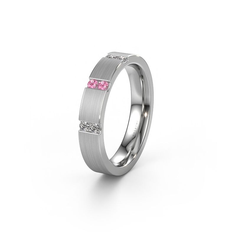 Wedding ring WH2133L14BM 585 white gold pink sapphire ±4x2.2 mm