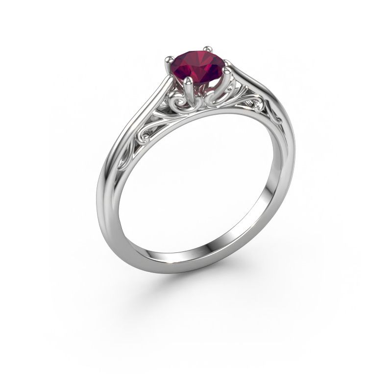 Bague de fiançailles Shannon rnd 585 or blanc rhodolite 5 mm