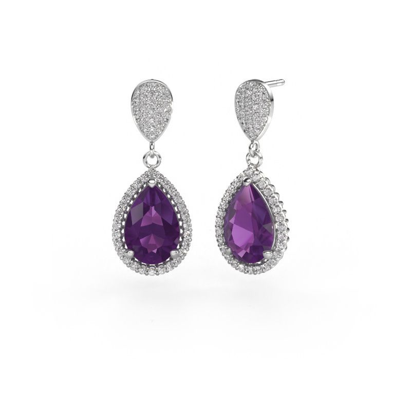 Pendants d'oreilles Tilly per 2 950 platine améthyste 12x8 mm