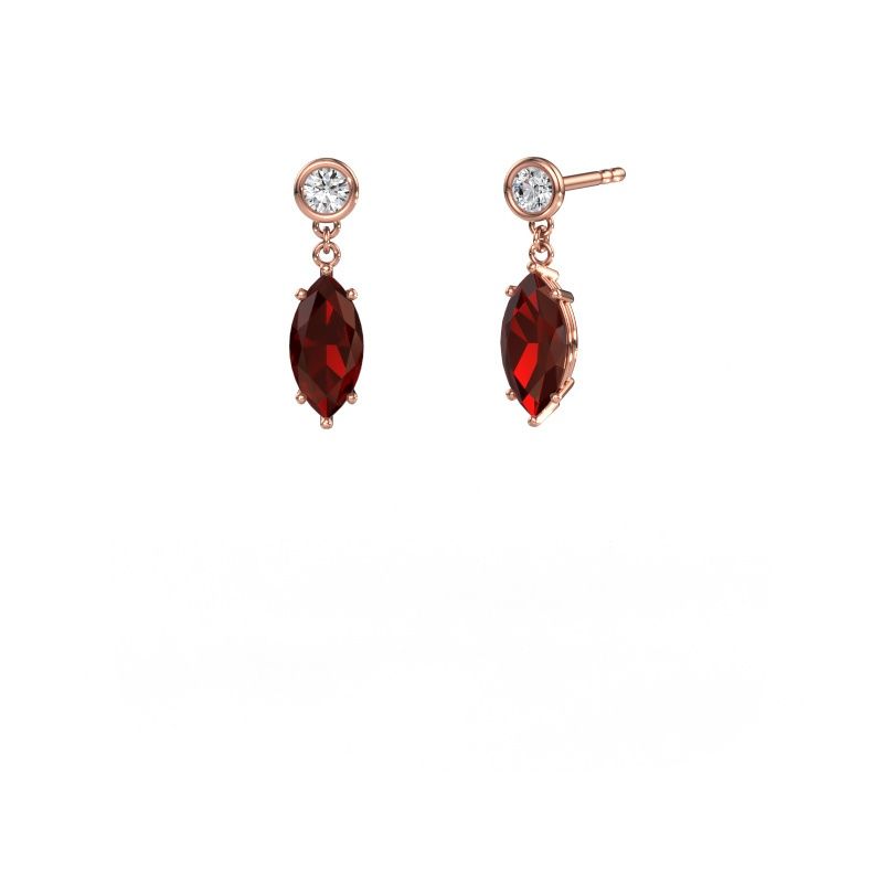 Pendants d'oreilles Lacey MRQ 585 or rose grenat 10x5 mm