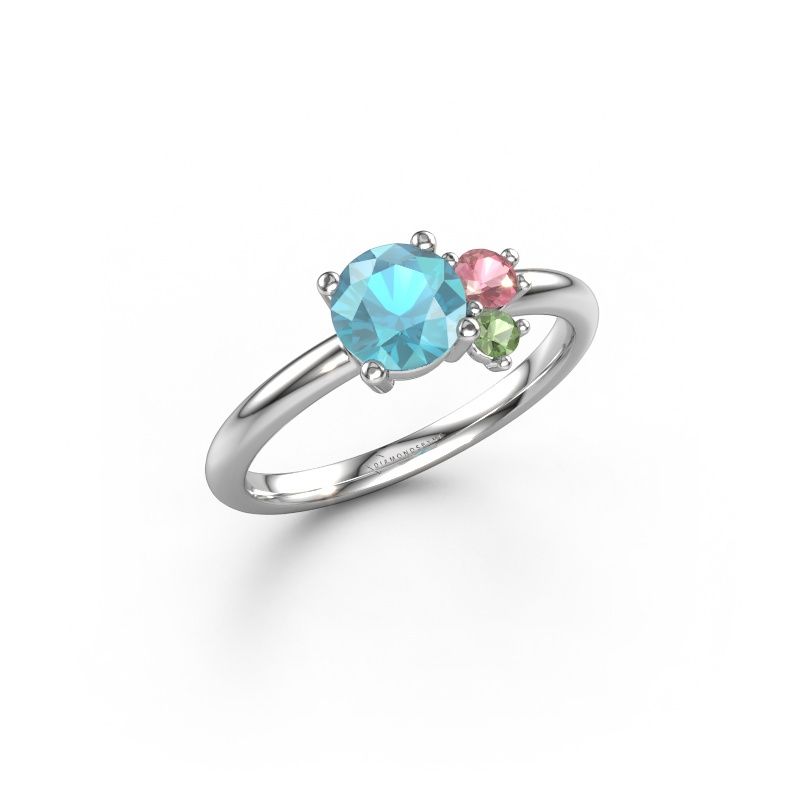 Ring Anouk 585 white gold blue topaz 6 mm