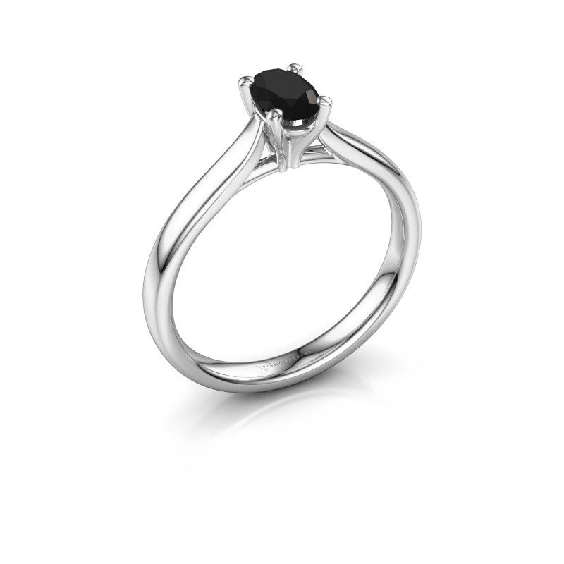 Afbeelding van Verlovingsring Mignon ovl 1 925 zilver zwarte diamant 0.60 crt