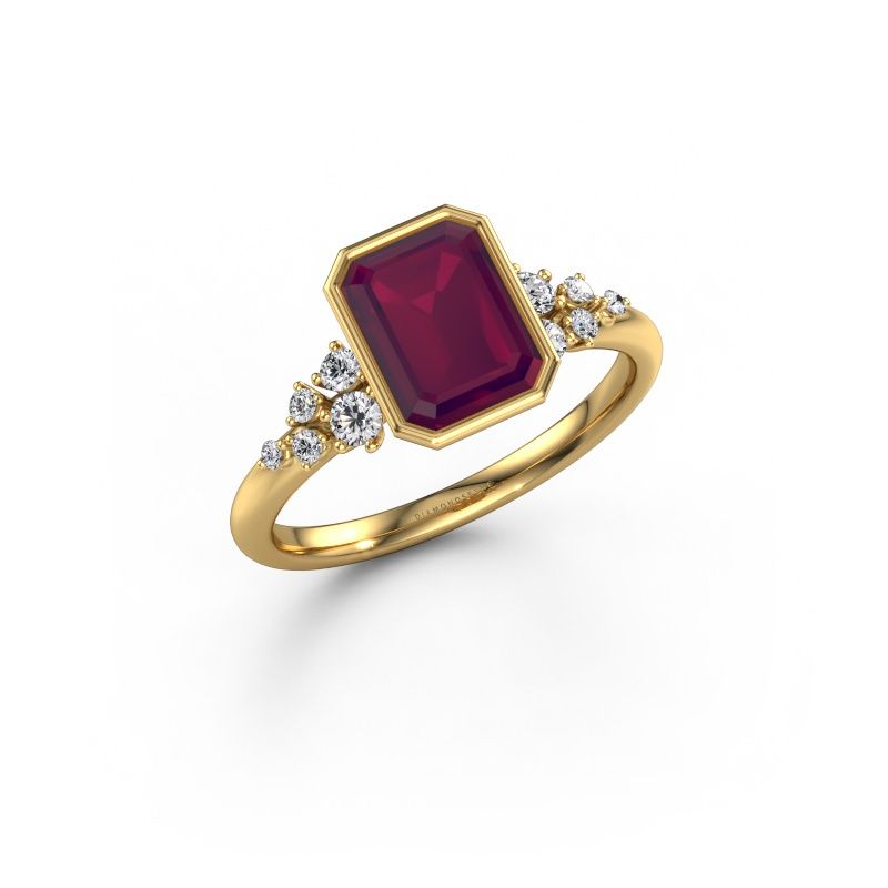 Engagement ring Aliyah EME 585 gold rhodolite 8x6 mm