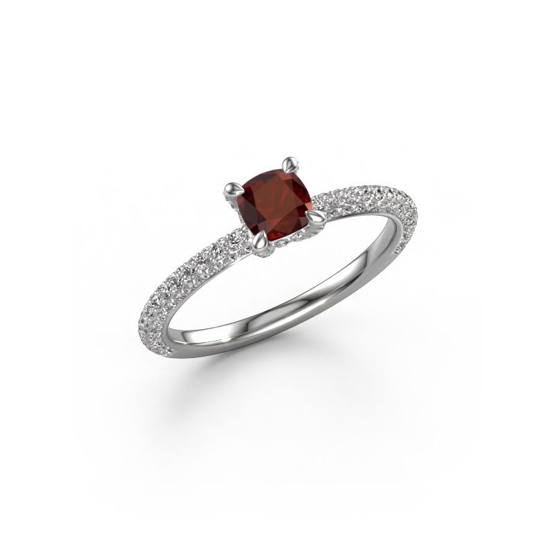 Engagement ring Saskia 2 CUS 585 white gold garnet 4.5 mm
