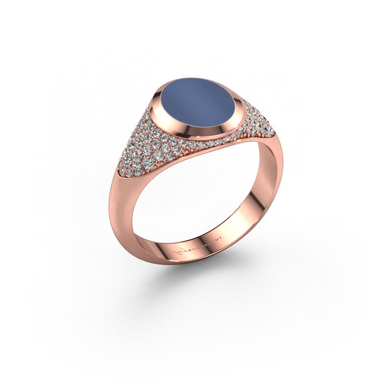 Pinky Ring Giovani 585 Roségold Blau Lagenstein 10x8 mm
