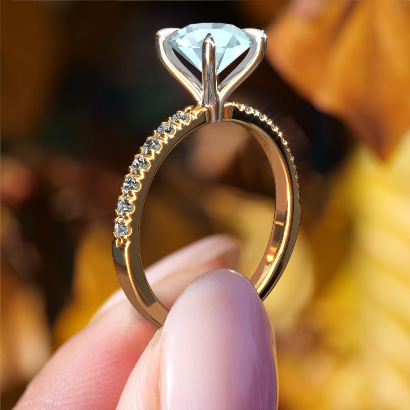 Image of Engagement Ring Crystal Rnd 2<br/>585 gold<br/>Aquamarine 7.3 Mm