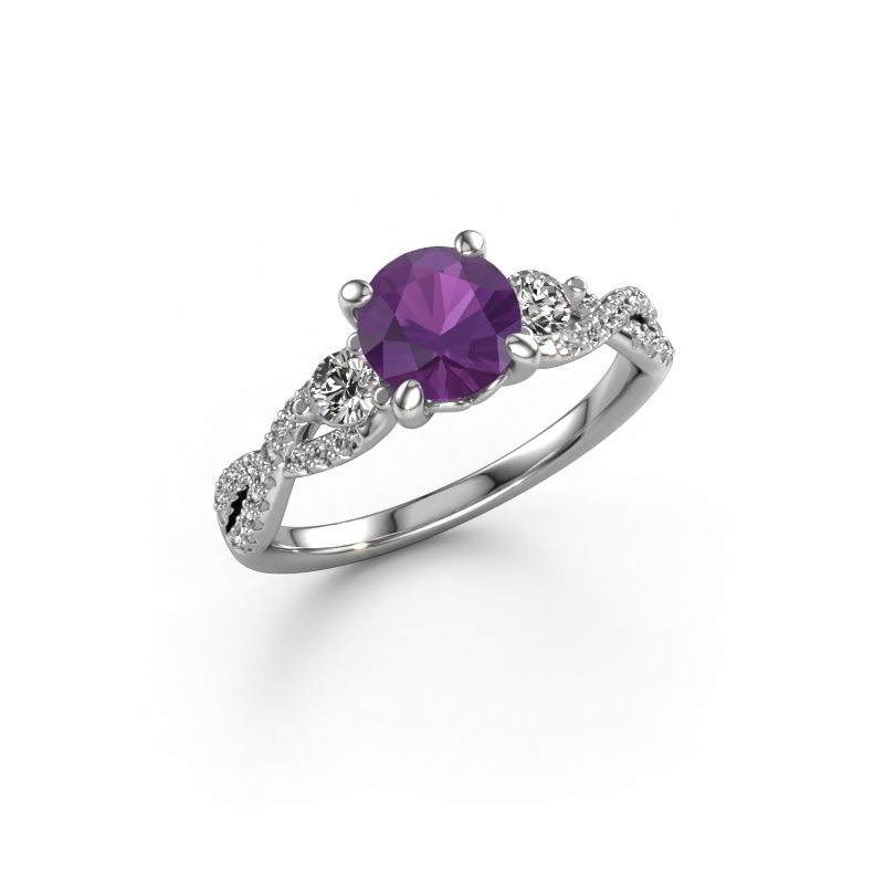 Engagement ring Marilou RND 585 white gold amethyst 6.5 mm