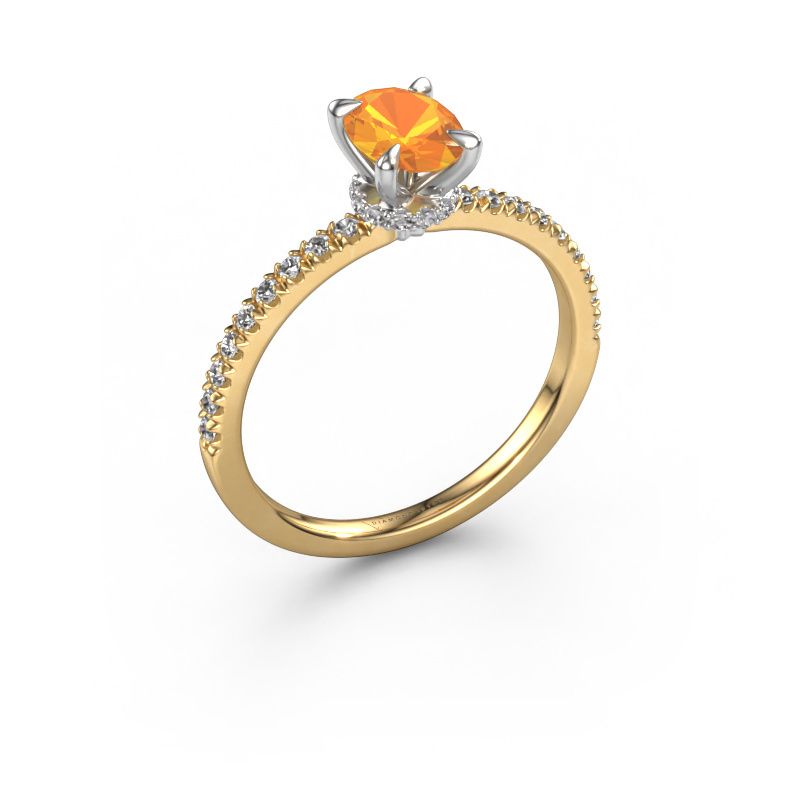 Engagement ring Crystal OVL 4 585 gold citrin 7x5 mm