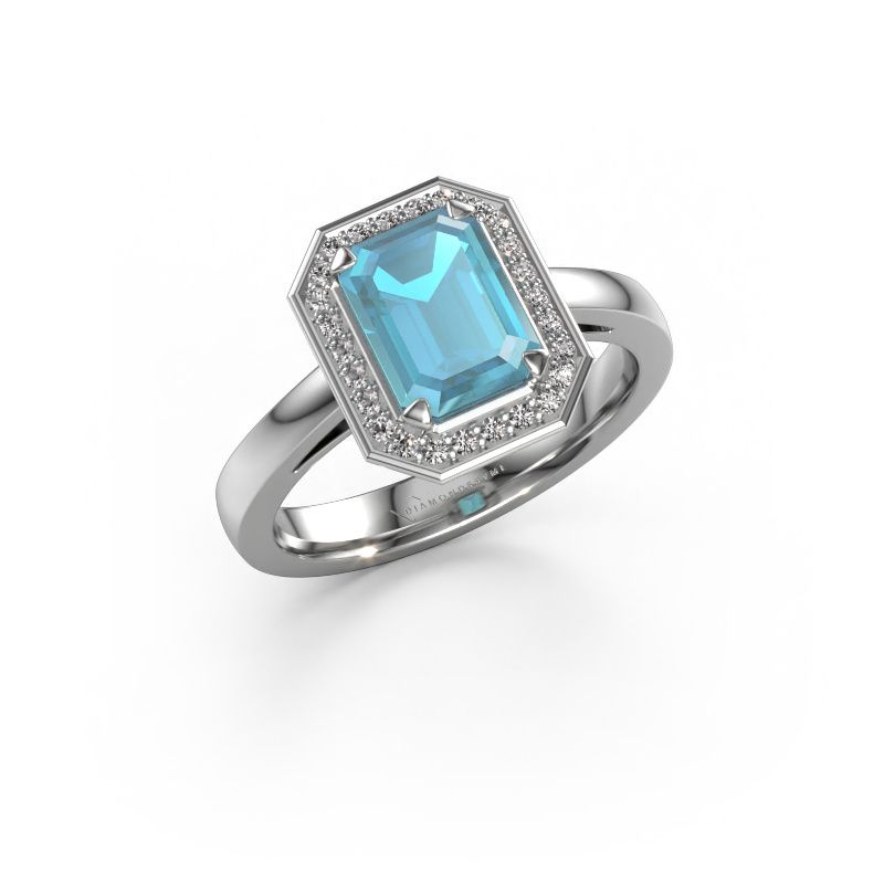Verlobungsring Dodie 1 eme 950 Platin Blau Topas 8x6 mm