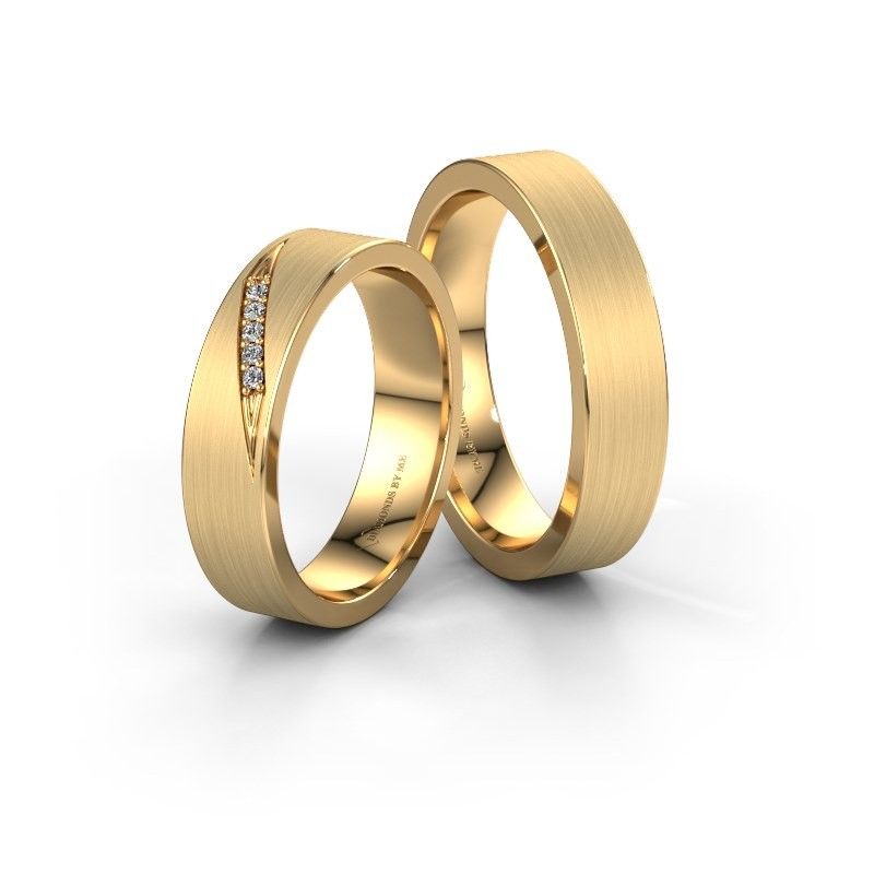 Image of Wedding rings set WH2148LM25AM ±5x1.7 mm 14 Carat white gold diamond 0.008 crt