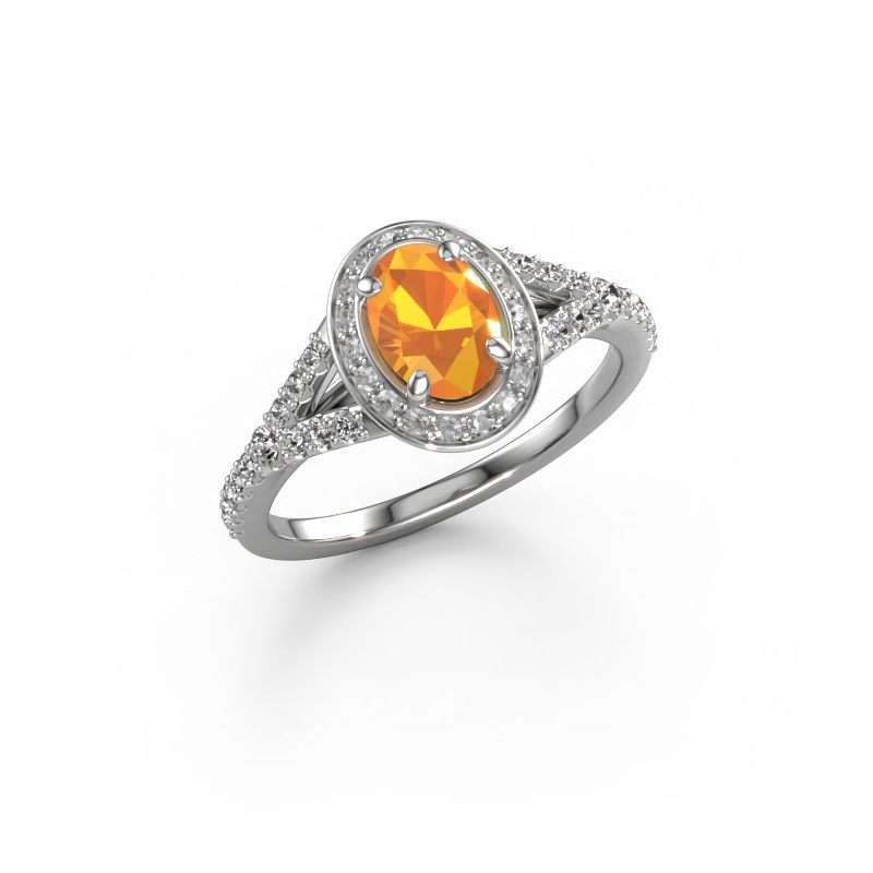 Bague de fiançailles Pamela OVL 950 platine citrine 7x5 mm