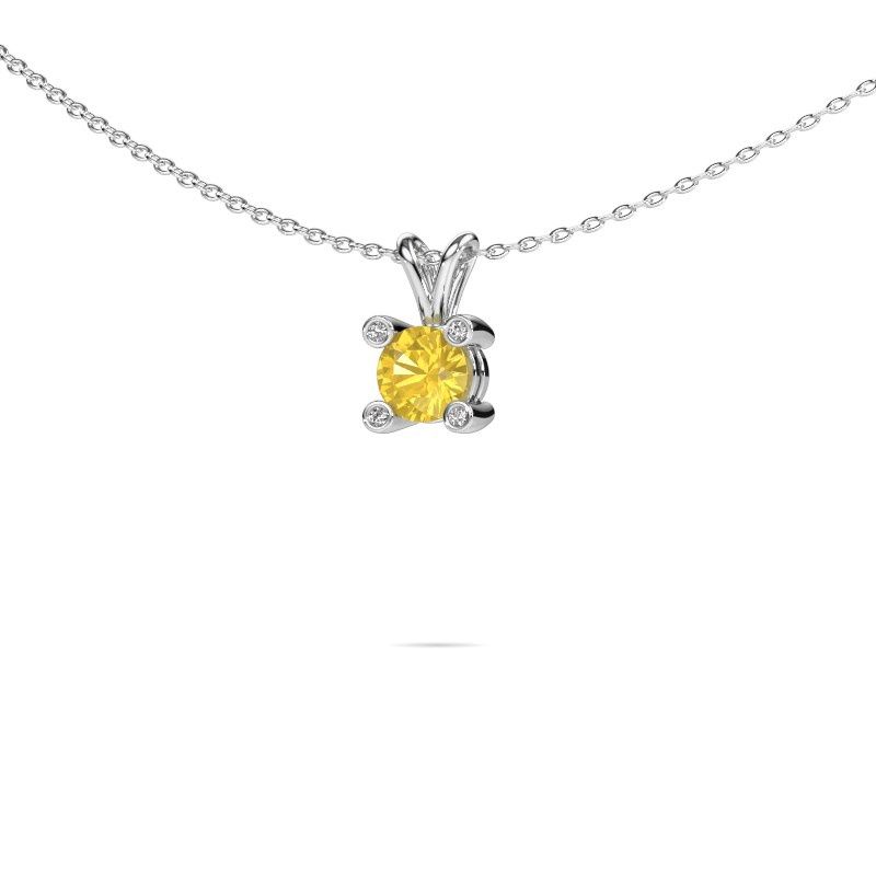 Image of Pendant Fleur 950 platinum yellow sapphire 5 mm