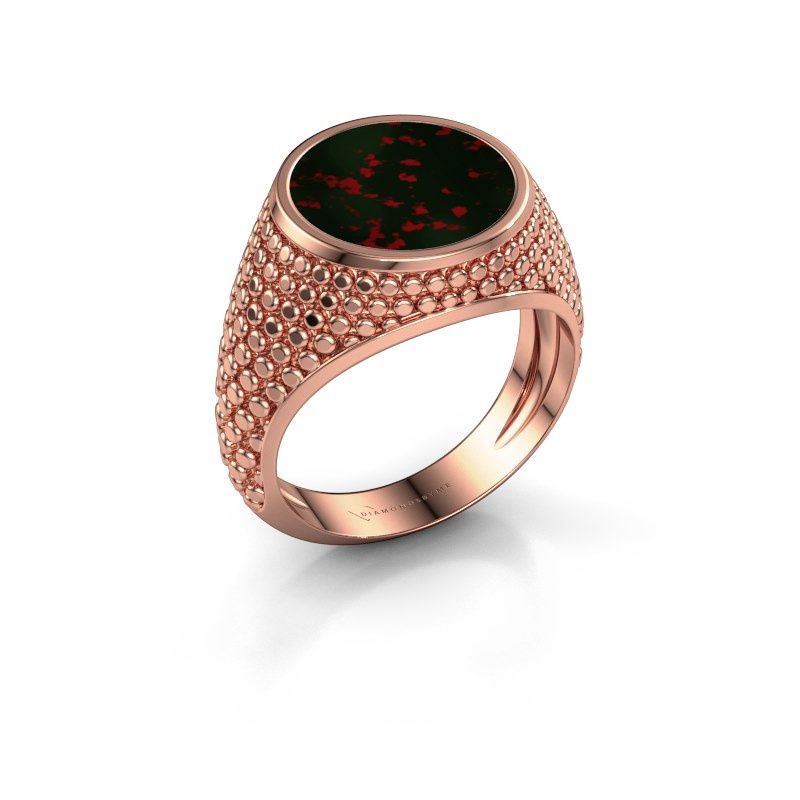 Signet ring Zachary 2 585 rose gold bloodstone 12 mm