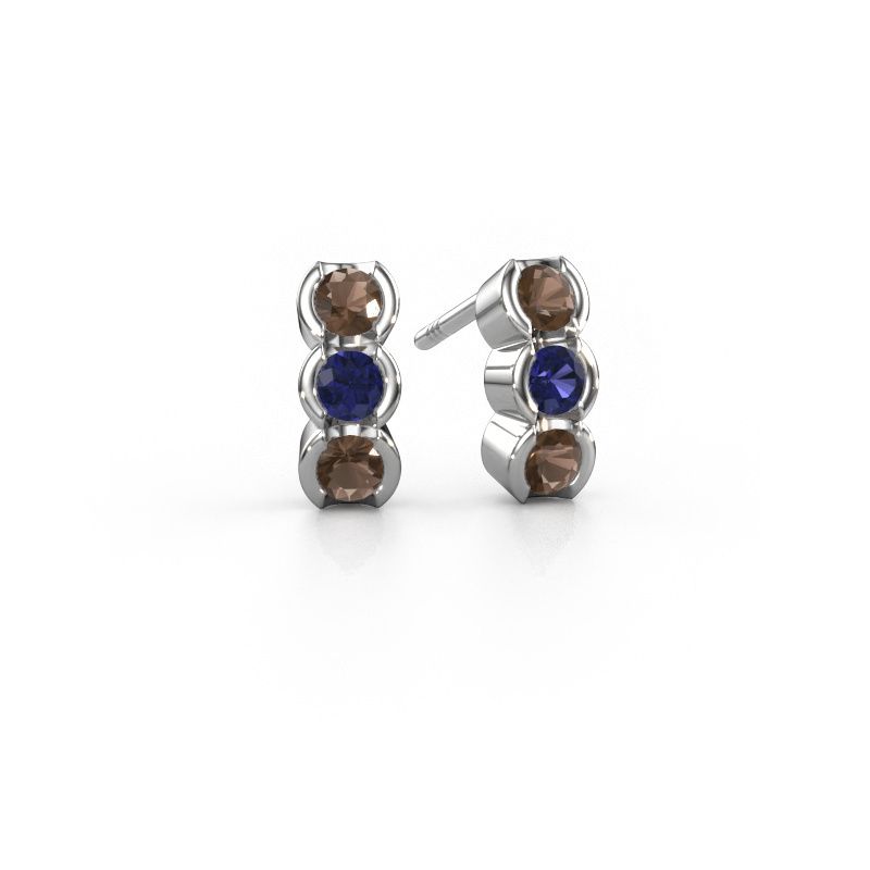 Boucles d'oreilles Lotte 585 or blanc quartz fumé 3 mm