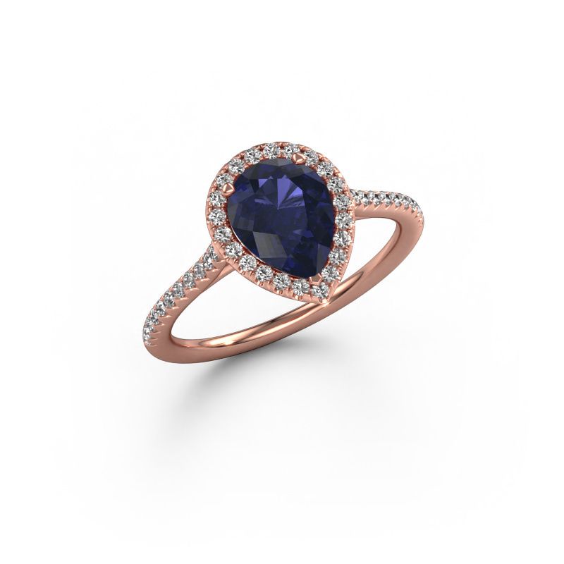 Bague de fiançailles Seline per 2 585 or rose saphir 8x6 mm