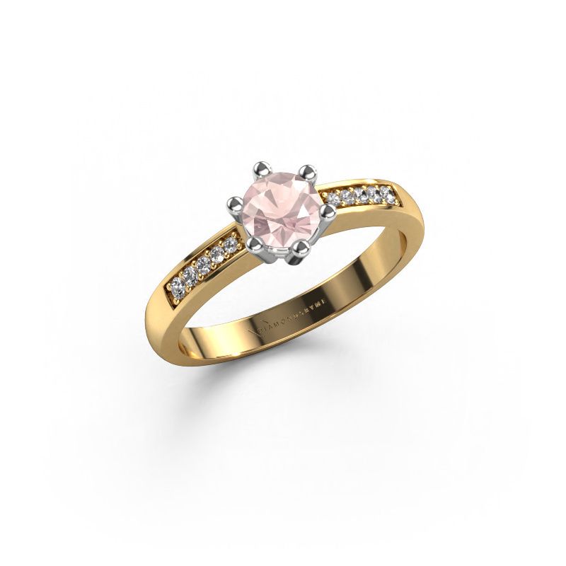Engagement ring Luna 2 585 gold morganite champagne 5 mm