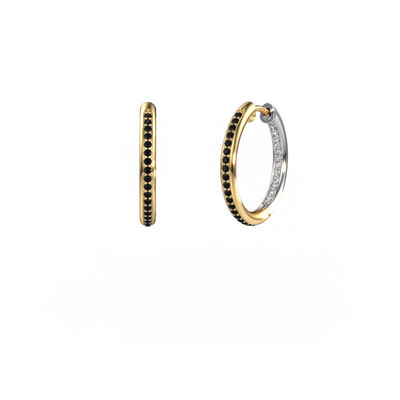 Hoop earrings Sina 15mm 585 gold black diamond 0.451 crt