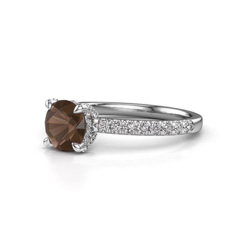Image of Engagement ring saskia rnd 1<br/>950 platinum<br/>Smokey quartz 6.5 mm