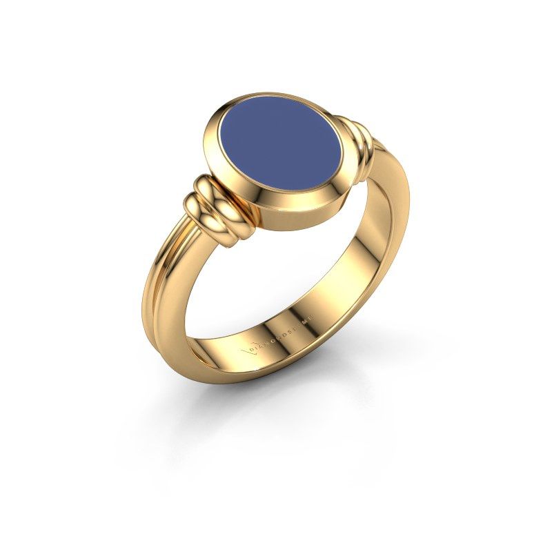 Image of Signet ring brenda 1<br/>585 gold<br/>blue enamel 10x8 mm