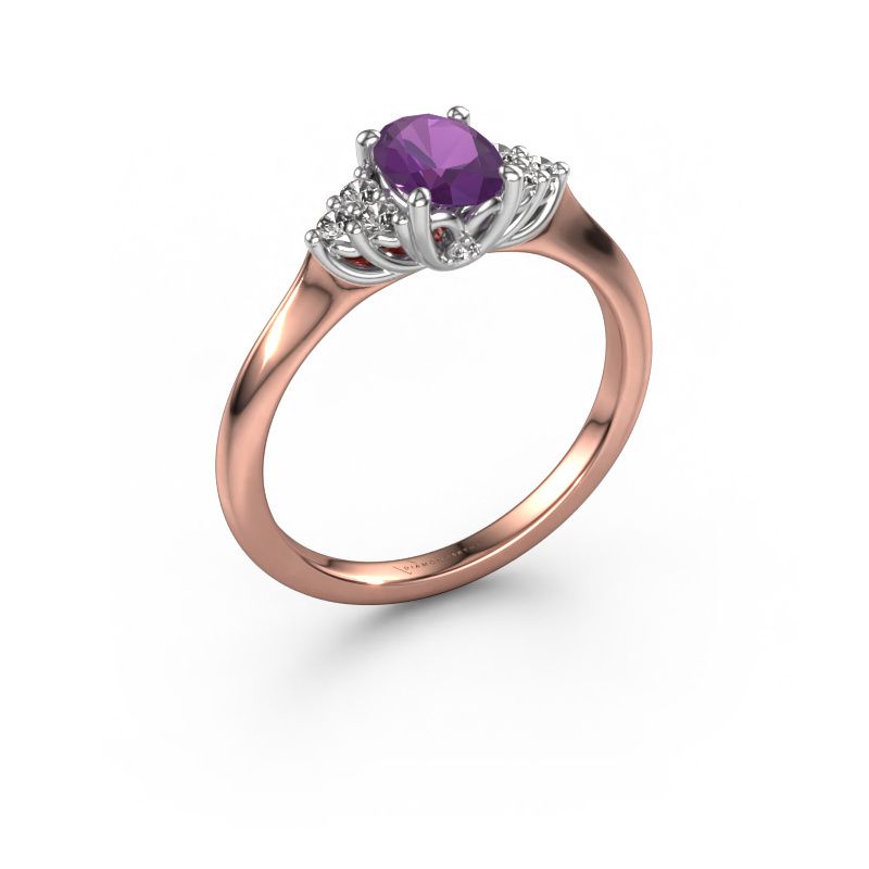 Engagement ring Felipa OVL 585 rose gold amethyst 7x5 mm