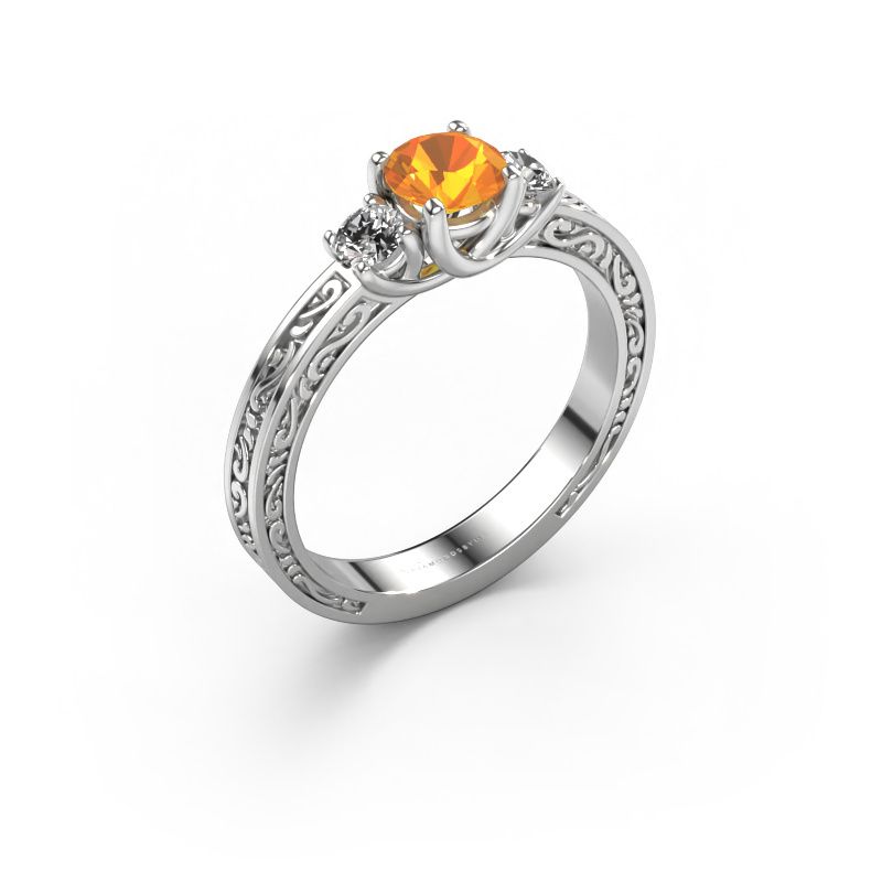 Verlobungsring Betty 1 585 Weißgold Citrin 5 mm