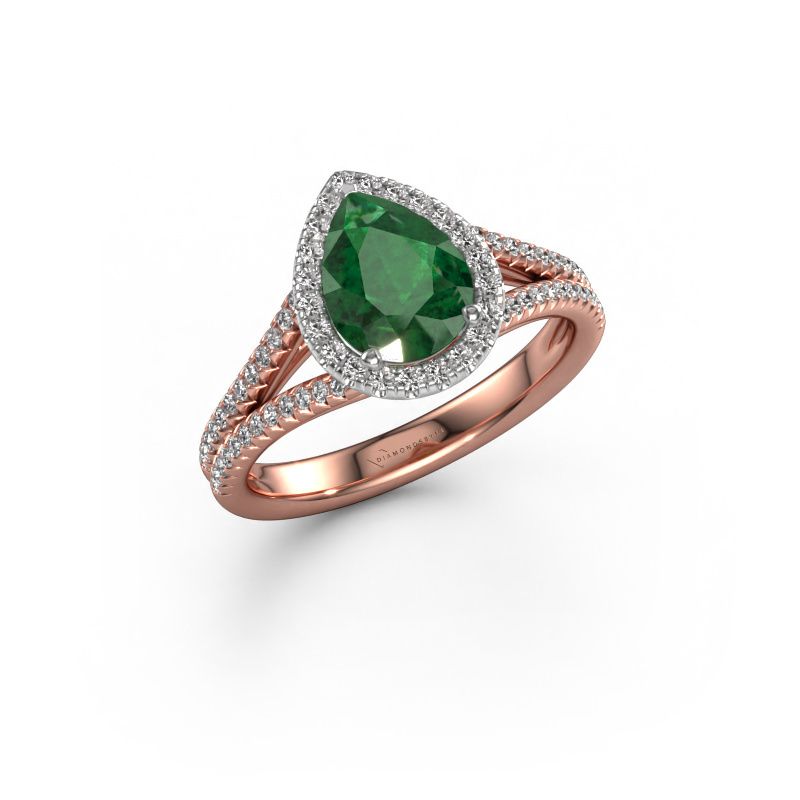 Verlobungsring Verla pear 2 585 Roségold Smaragd 8x6 mm
