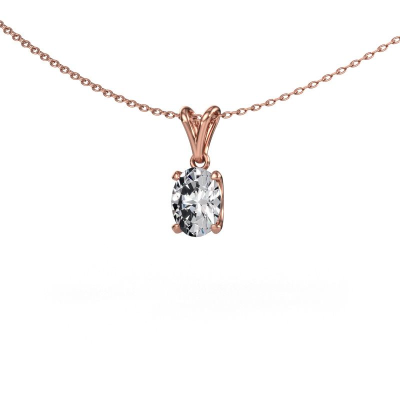 Pendentif Sam OVL 585 or rose zircone 8x6 mm