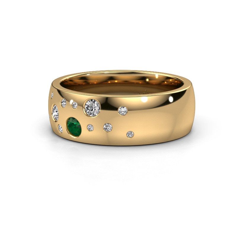 Afbeelding van Trouwring WH0141L26BP 585 goud smaragd ±7x2 mm