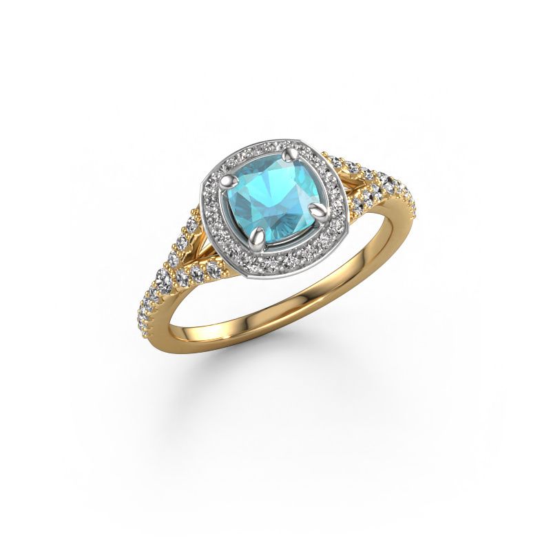 Engagement ring Pamela CUS 585 gold blue topaz 5.5 mm