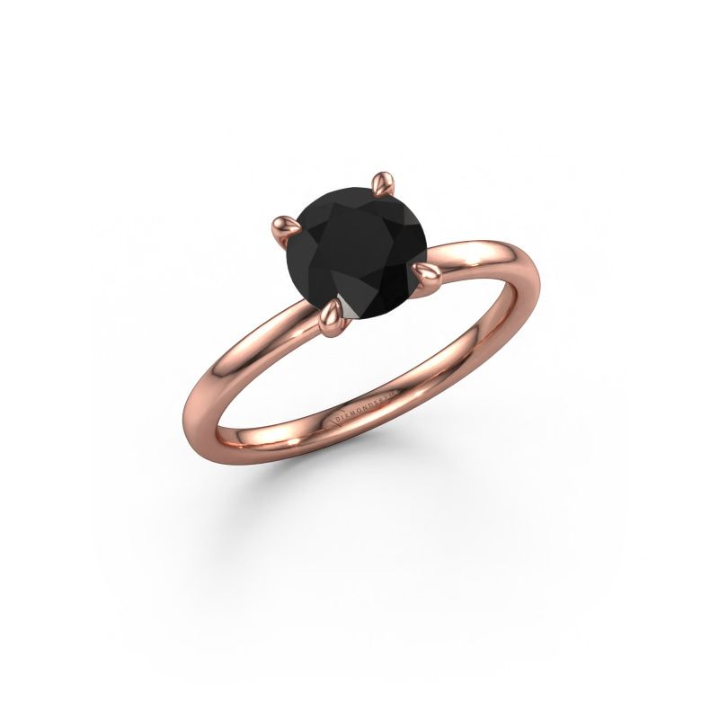 Verlobungsring Crystal RND 1 585 Roségold Schwarz Diamant 1.70 crt