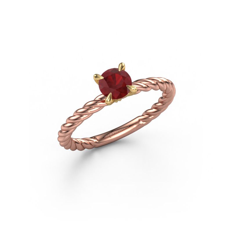 Engagement ring Twanna 585 rose gold ruby 5 mm