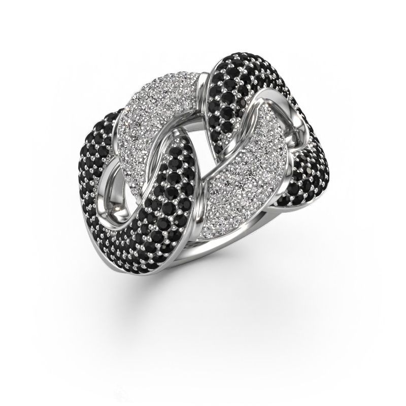 Ring Kylie 3 15mm 950 Platin Schwarz Diamant 1.905 crt