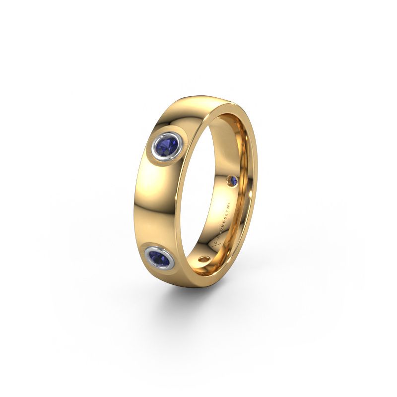 Wedding ring WH0139L25BP 585 gold sapphire ±5x2 mm