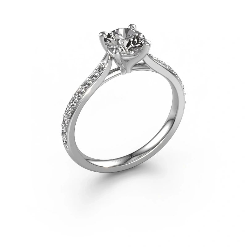 Bague de fiançailles Mignon RND 2 950 platine diamant synthétique 0.839 crt