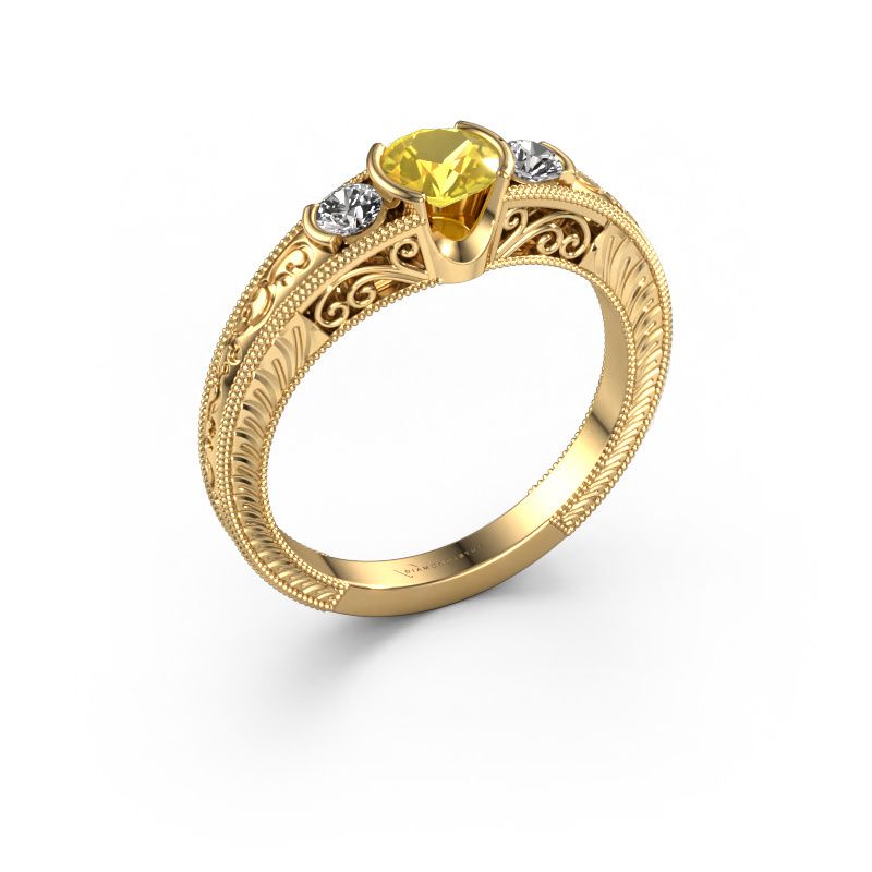Bague de fiançailles Tasia 585 or jaune saphir jaune 5 mm