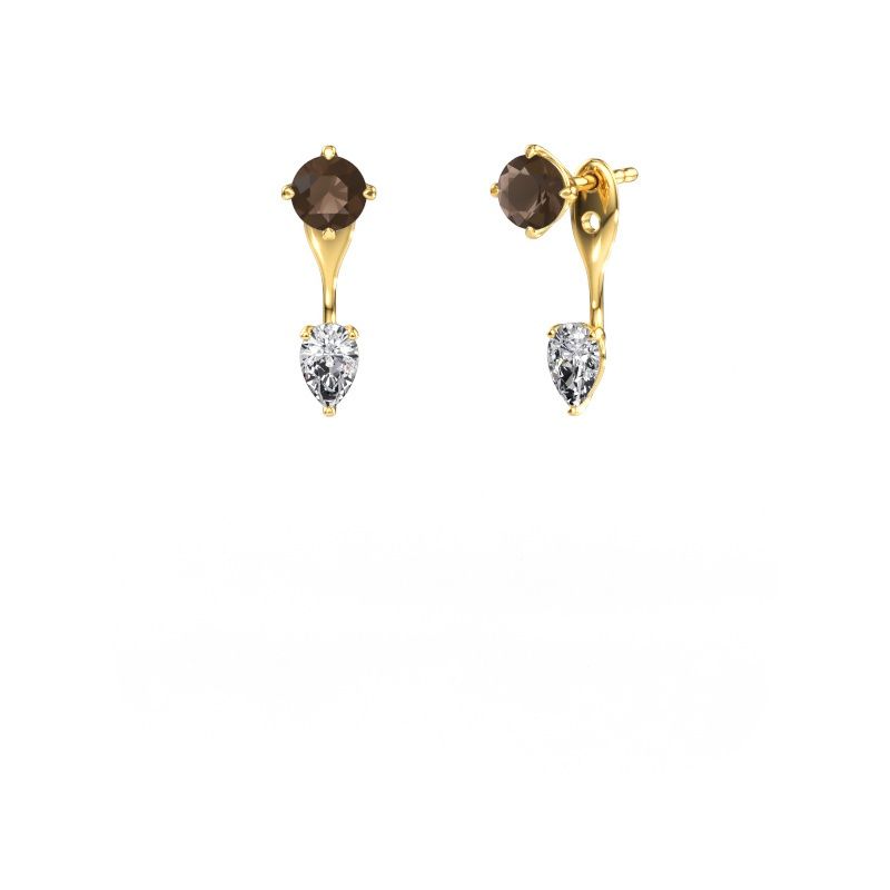 Drop earrings Kate RND-PER 585 gold smokey quartz 5 mm