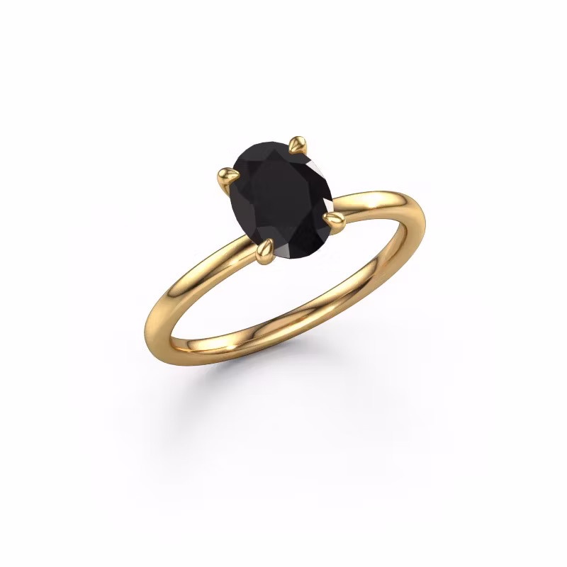 Engagement ring Crystal OVL 1 585 gold black diamond 1.40 crt