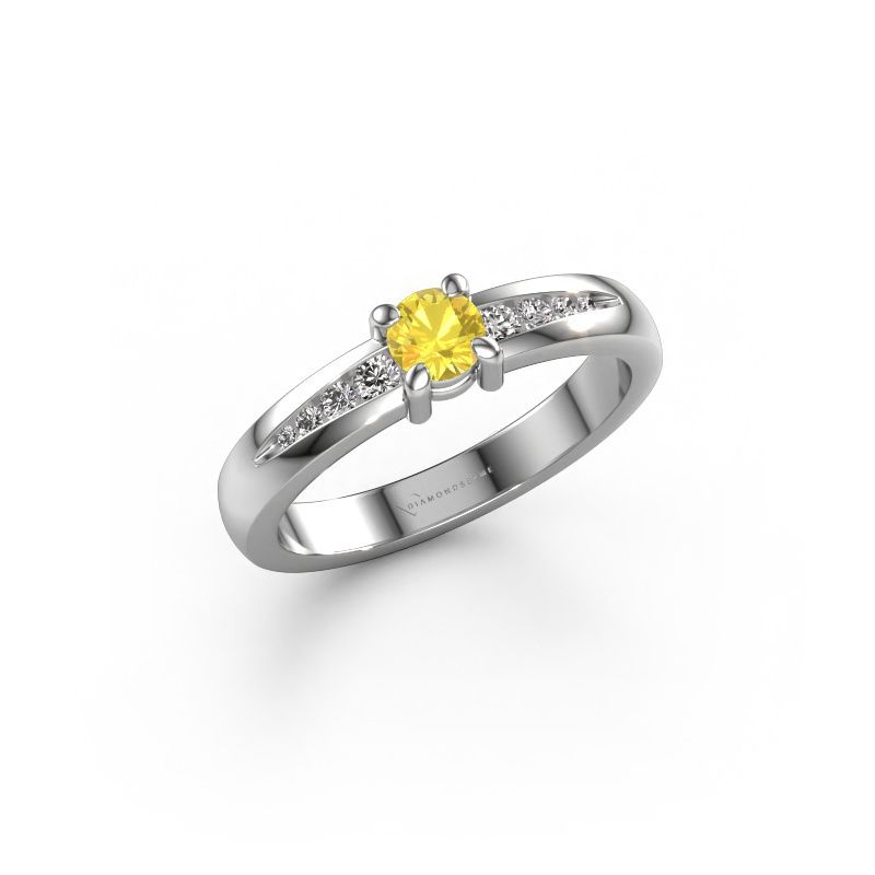 Verlovingsring Zohra 950 platina gele saffier 4 mm